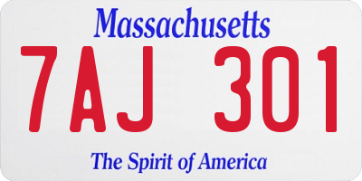 MA license plate 7AJ301