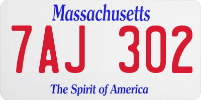 MA license plate 7AJ302