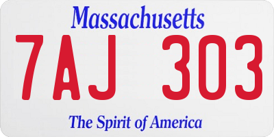 MA license plate 7AJ303