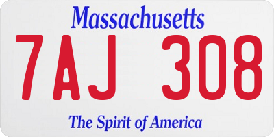 MA license plate 7AJ308