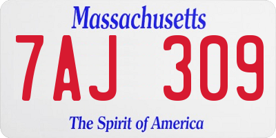 MA license plate 7AJ309
