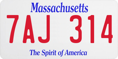 MA license plate 7AJ314
