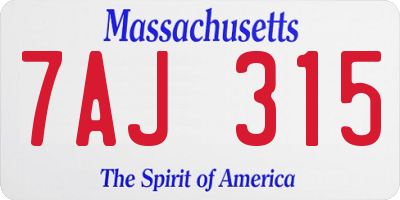 MA license plate 7AJ315