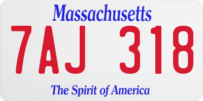 MA license plate 7AJ318