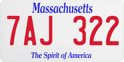 MA license plate 7AJ322