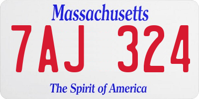MA license plate 7AJ324