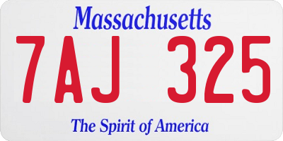MA license plate 7AJ325