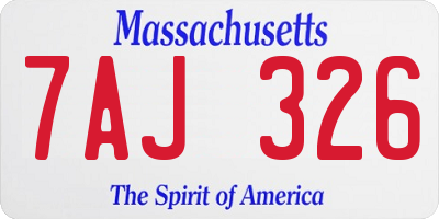 MA license plate 7AJ326