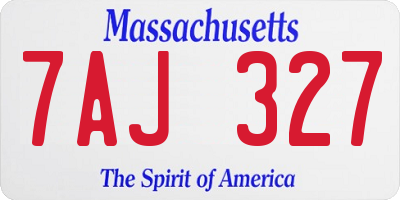 MA license plate 7AJ327
