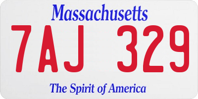 MA license plate 7AJ329