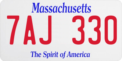 MA license plate 7AJ330