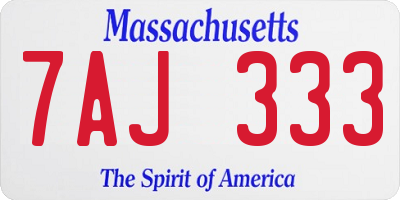 MA license plate 7AJ333