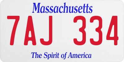MA license plate 7AJ334
