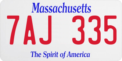 MA license plate 7AJ335