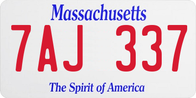 MA license plate 7AJ337