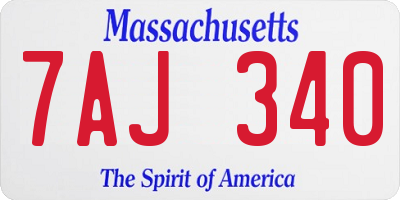 MA license plate 7AJ340