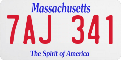 MA license plate 7AJ341