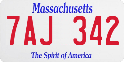 MA license plate 7AJ342