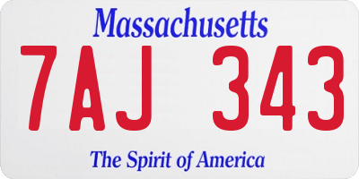 MA license plate 7AJ343