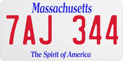 MA license plate 7AJ344