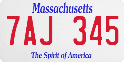 MA license plate 7AJ345