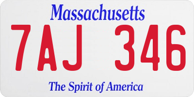 MA license plate 7AJ346