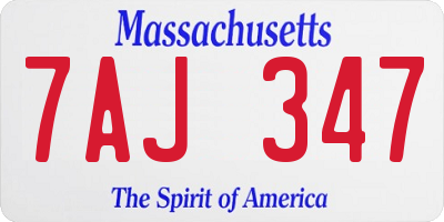 MA license plate 7AJ347