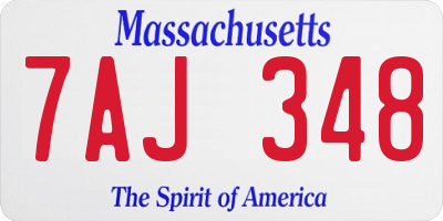 MA license plate 7AJ348