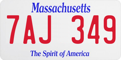 MA license plate 7AJ349
