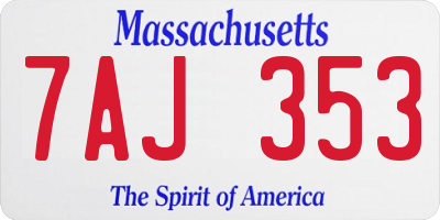 MA license plate 7AJ353