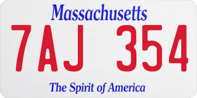 MA license plate 7AJ354
