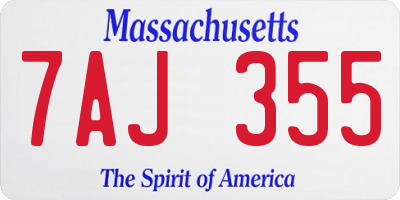 MA license plate 7AJ355