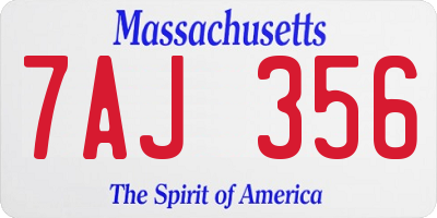 MA license plate 7AJ356