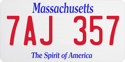 MA license plate 7AJ357