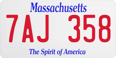 MA license plate 7AJ358