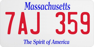 MA license plate 7AJ359