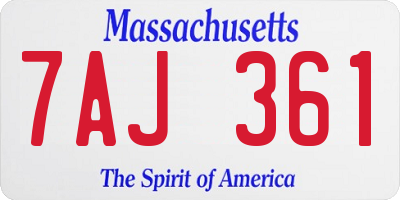 MA license plate 7AJ361