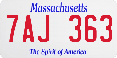 MA license plate 7AJ363