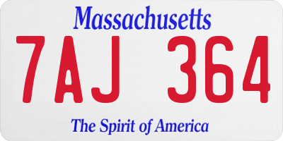 MA license plate 7AJ364