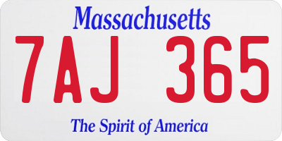 MA license plate 7AJ365