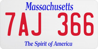 MA license plate 7AJ366