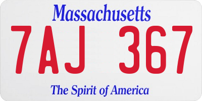 MA license plate 7AJ367