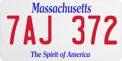 MA license plate 7AJ372