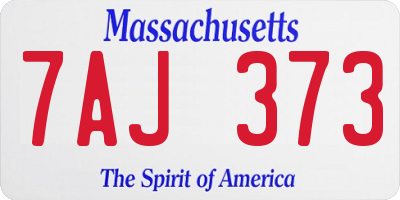 MA license plate 7AJ373