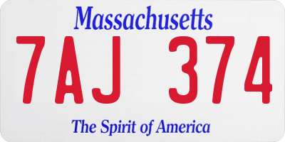 MA license plate 7AJ374