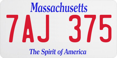 MA license plate 7AJ375