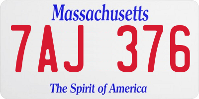 MA license plate 7AJ376