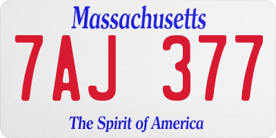MA license plate 7AJ377