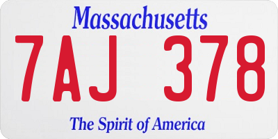 MA license plate 7AJ378
