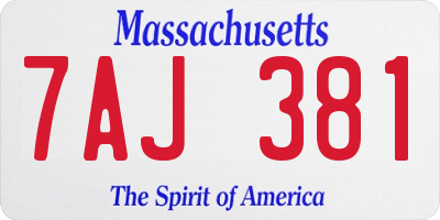 MA license plate 7AJ381